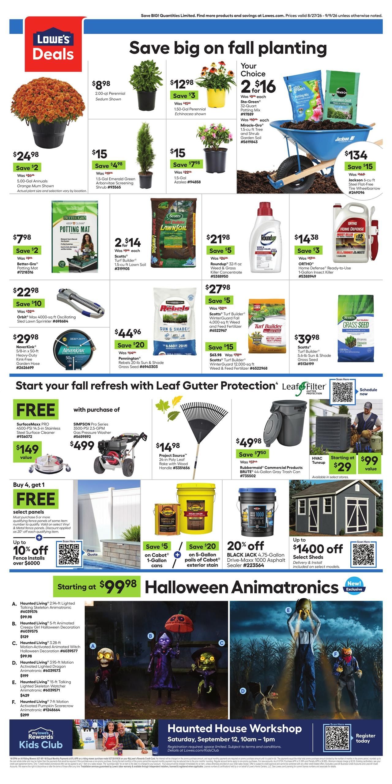 Lowe's (Albany–Williamstown Area, MA–NY) Weekly Ad August 27 - September 9, 2026