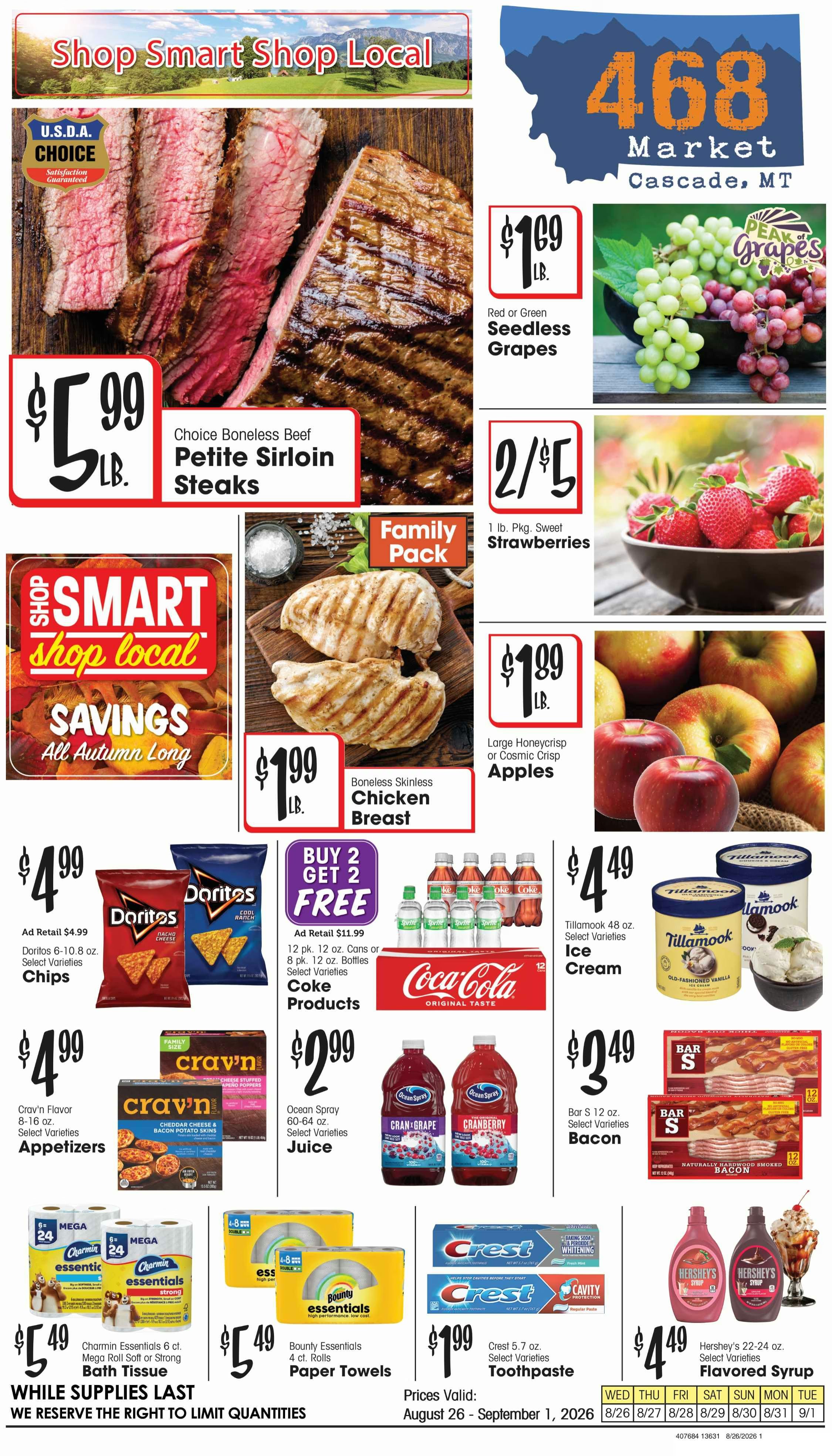 468 Market (130 1st St N, Cascade, MT) Weekly Ad August 26 - September 1, 2026