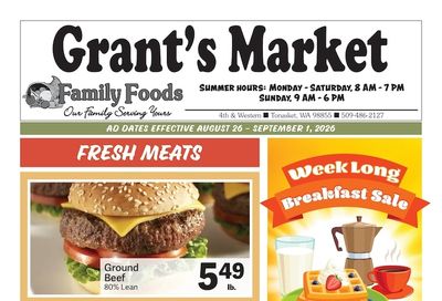 Grant's Family Foods Weekly Ad August 26 - September 1, 2026