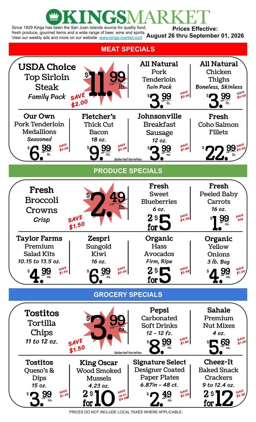 Kings Market Friday Harbor Weekly Ad August 26 - September 1, 2026