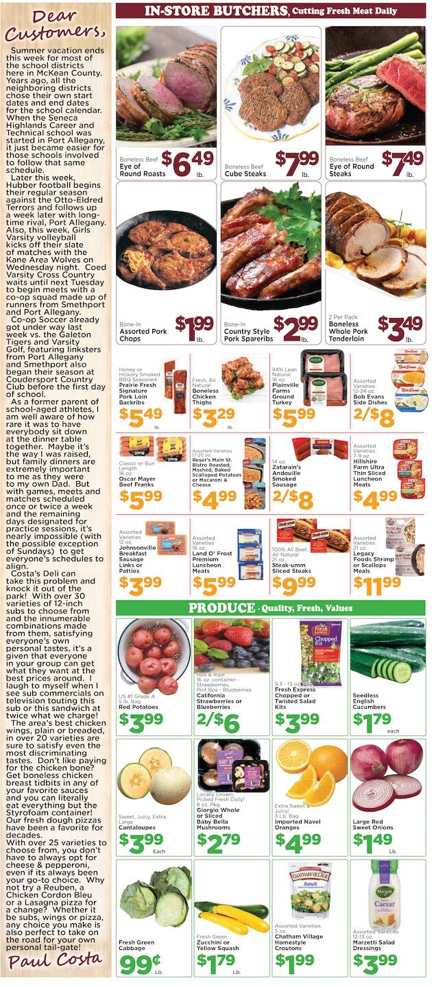 Costa's Supermarket Weekly Ad August 24 - 30, 2026