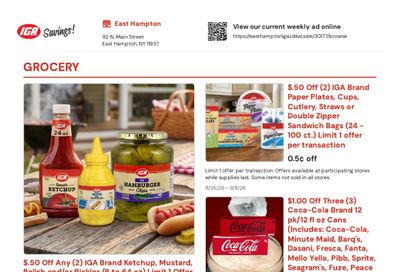 East Hampton IGA Weekly Ad August 26 - September 8, 2026