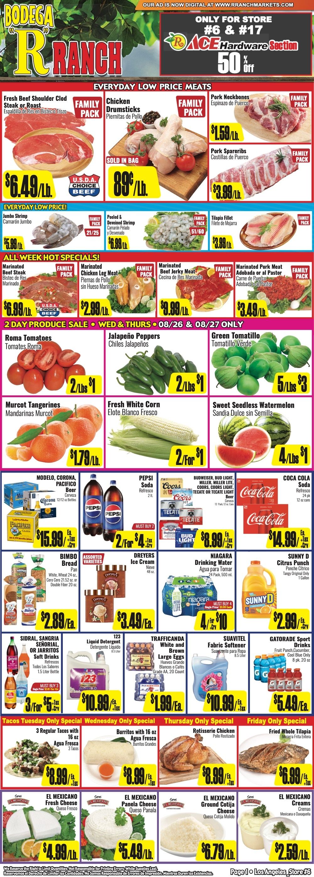 R Ranch Markets (Compton and Santa Ana, CA) Weekly Ad August 26 - September 1, 2026