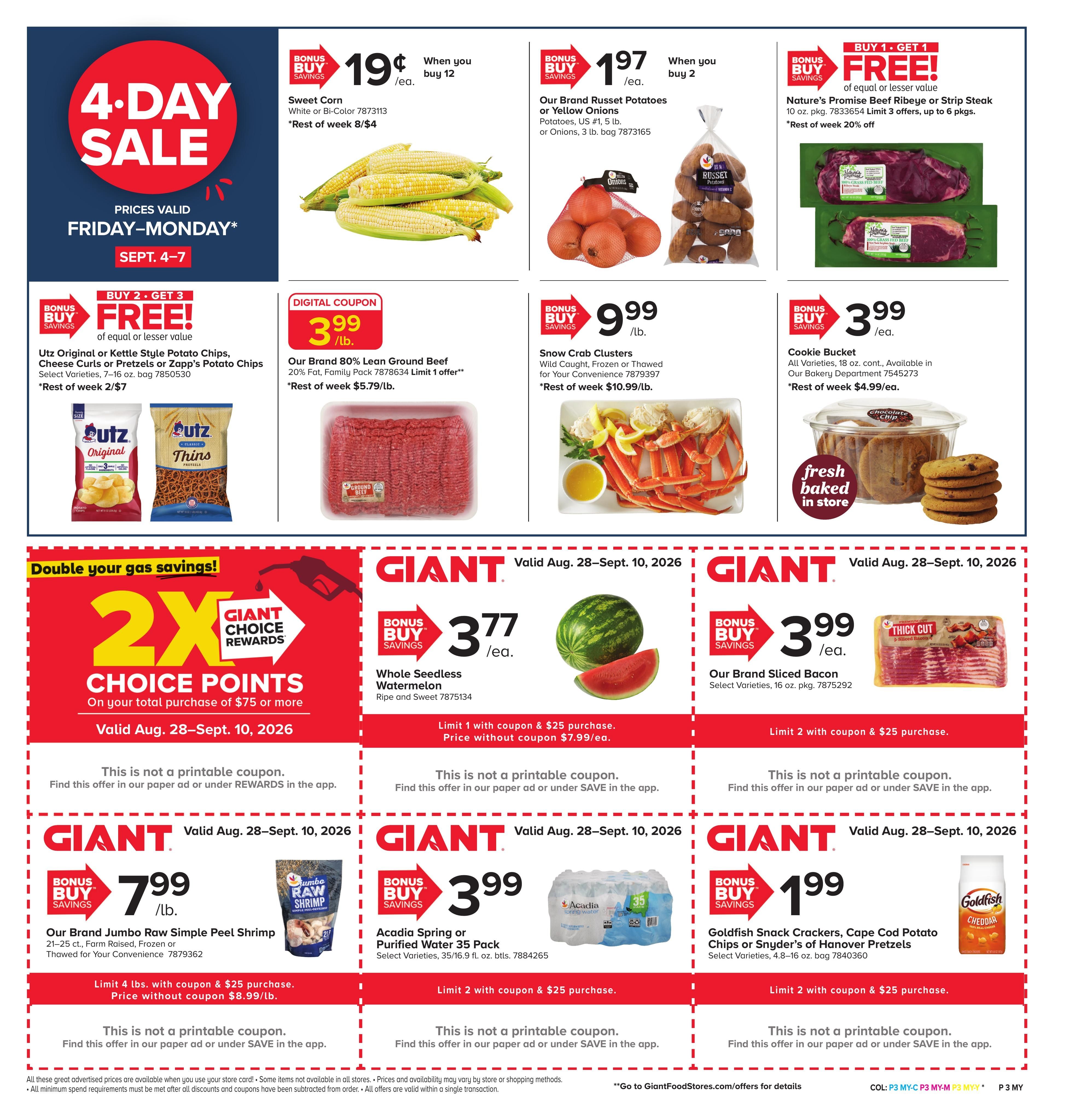 Giant Food Stores (Corriganville Area, MD) Weekly Ad August 28 - September 10, 2026