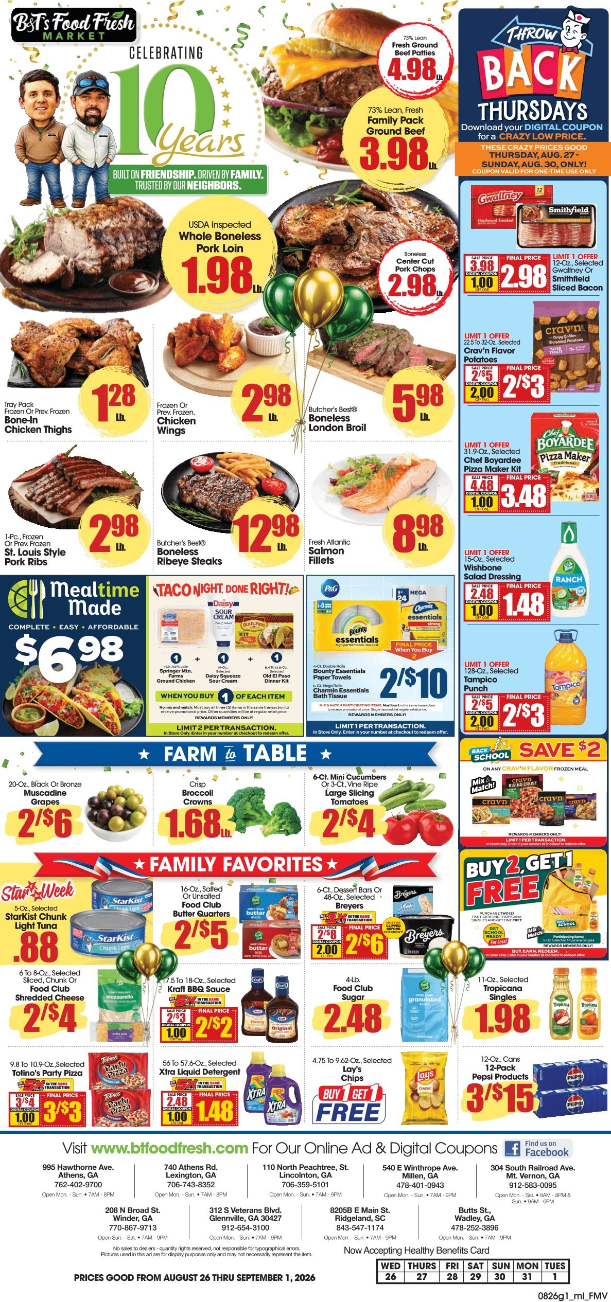 B&T's Food Fresh Market Weekly Ad August 26 - September 1, 2026