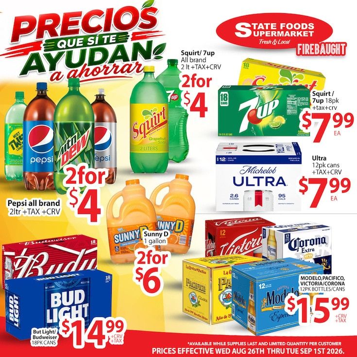 State Foods Supermarket (Firebaugh, CA) Weekly Ad August 26 - September 1, 2026