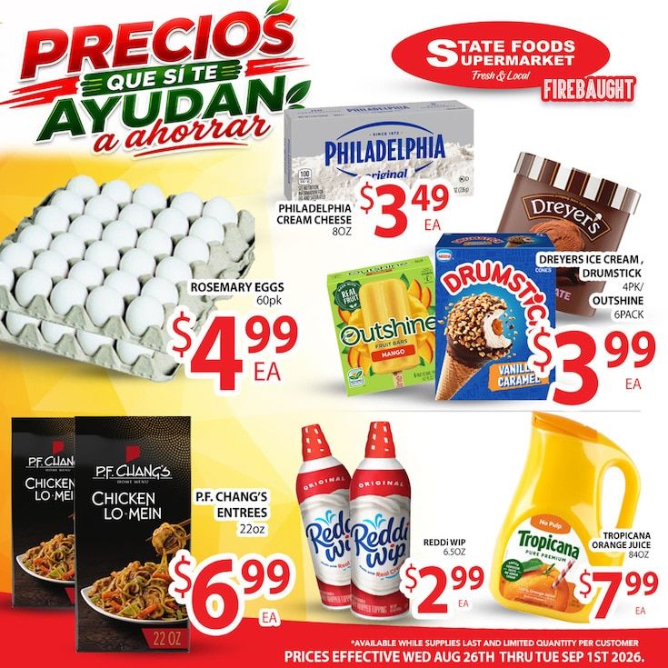 State Foods Supermarket (Firebaugh, CA) Weekly Ad August 26 - September 1, 2026