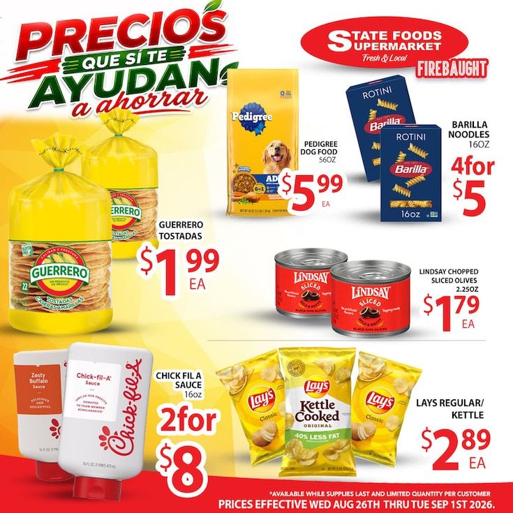 State Foods Supermarket (Firebaugh, CA) Weekly Ad August 26 - September 1, 2026