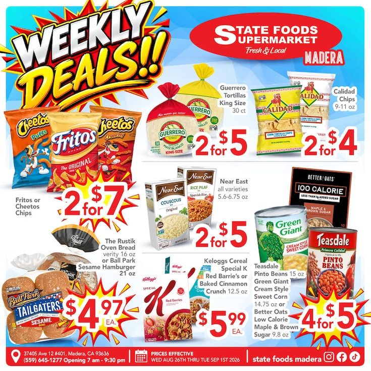State Foods Supermarket (Madera, CA) Weekly Ad August 26 - September 1, 2026