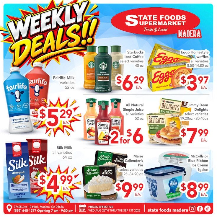 State Foods Supermarket (Madera, CA) Weekly Ad August 26 - September 1, 2026