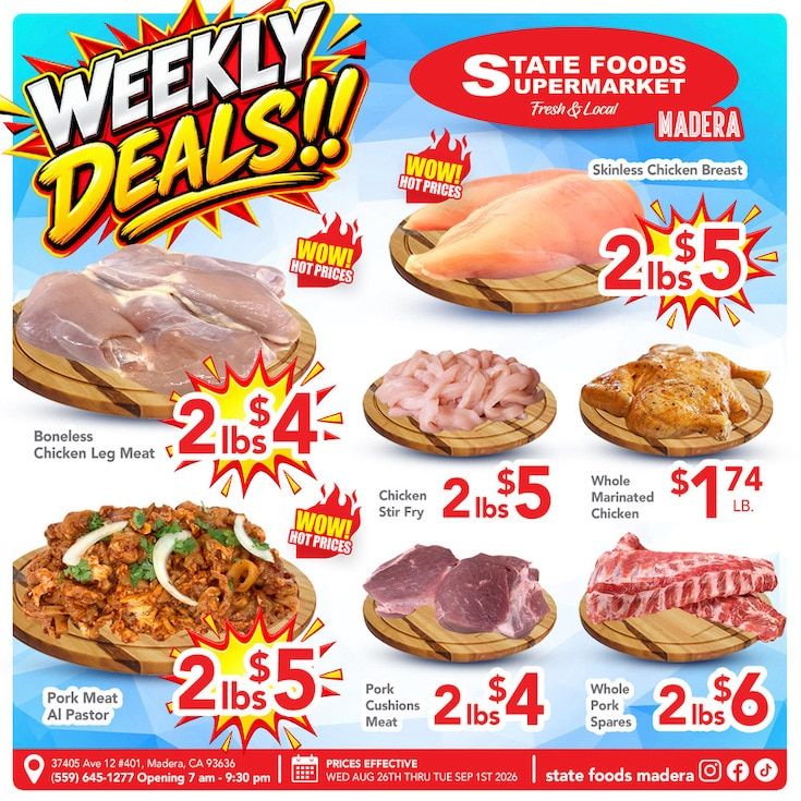 State Foods Supermarket (Madera, CA) Weekly Ad August 26 - September 1, 2026