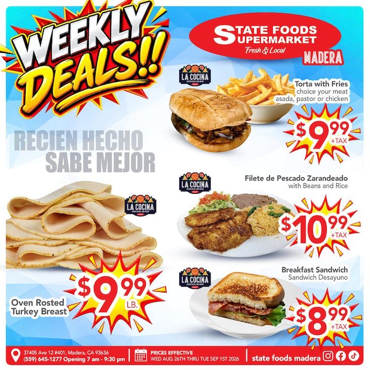 State Foods Supermarket (Madera, CA) Weekly Ad August 26 - September 1, 2026