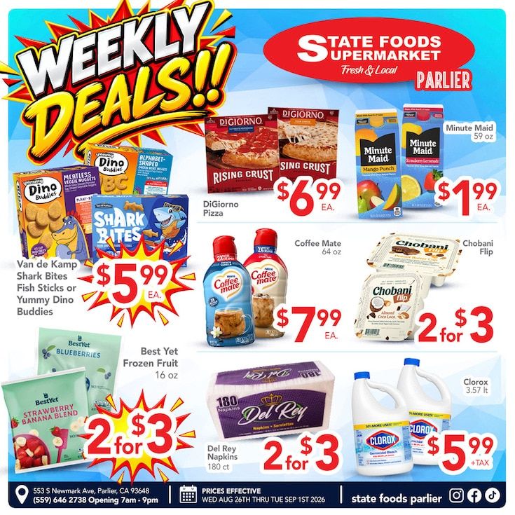 State Foods Supermarket (Parlier, CA) Weekly Ad August 26 - September 1, 2026