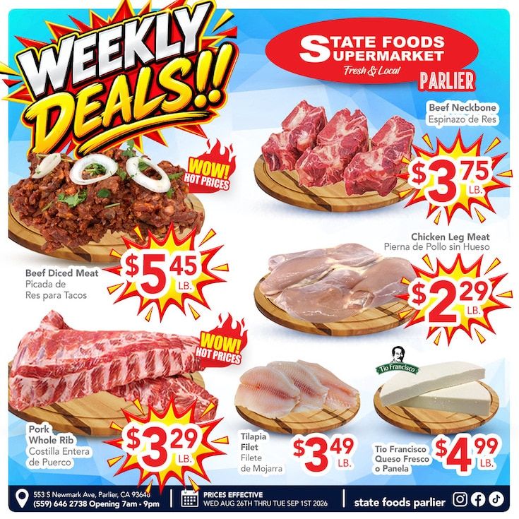 State Foods Supermarket (Parlier, CA) Weekly Ad August 26 - September 1, 2026