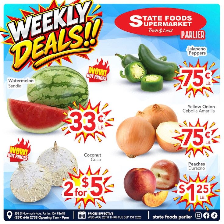 State Foods Supermarket (Parlier, CA) Weekly Ad August 26 - September 1, 2026