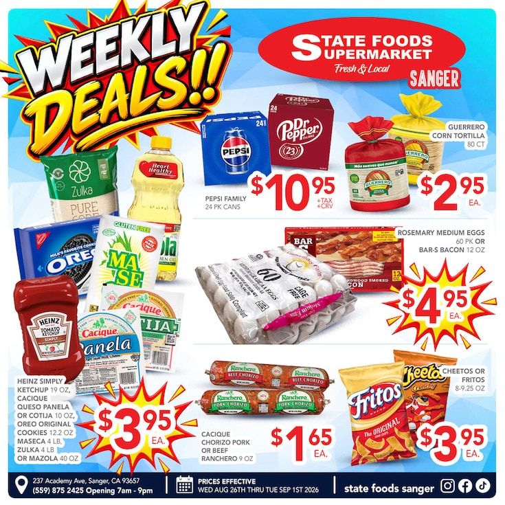 State Foods Supermarket (Sanger, CA) Weekly Ad August 26 - September 1, 2026