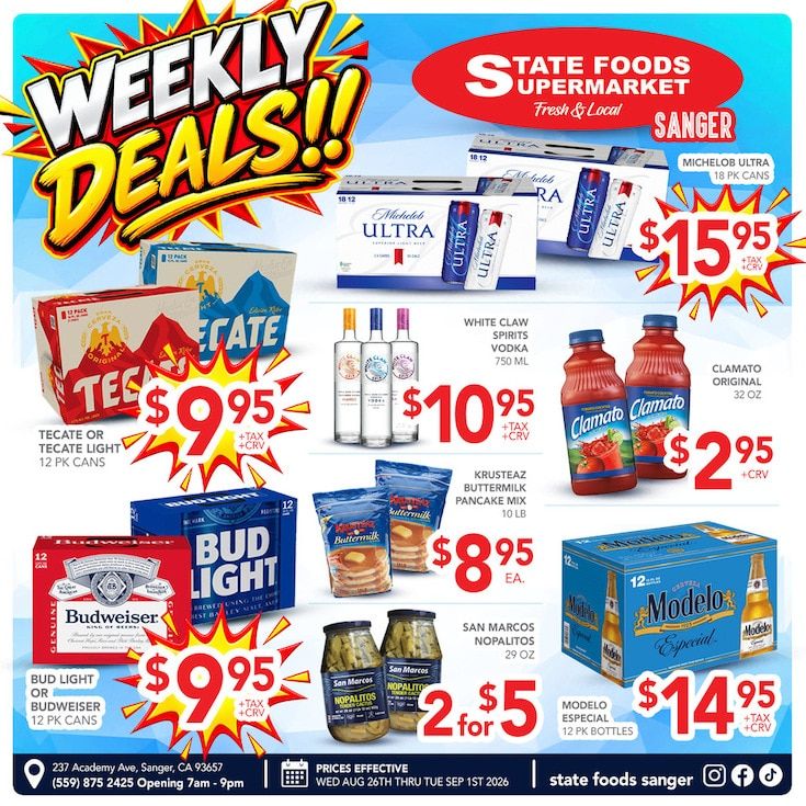 State Foods Supermarket (Sanger, CA) Weekly Ad August 26 - September 1, 2026