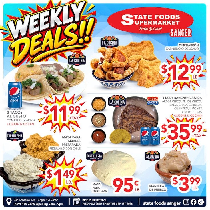 State Foods Supermarket (Sanger, CA) Weekly Ad August 26 - September 1, 2026