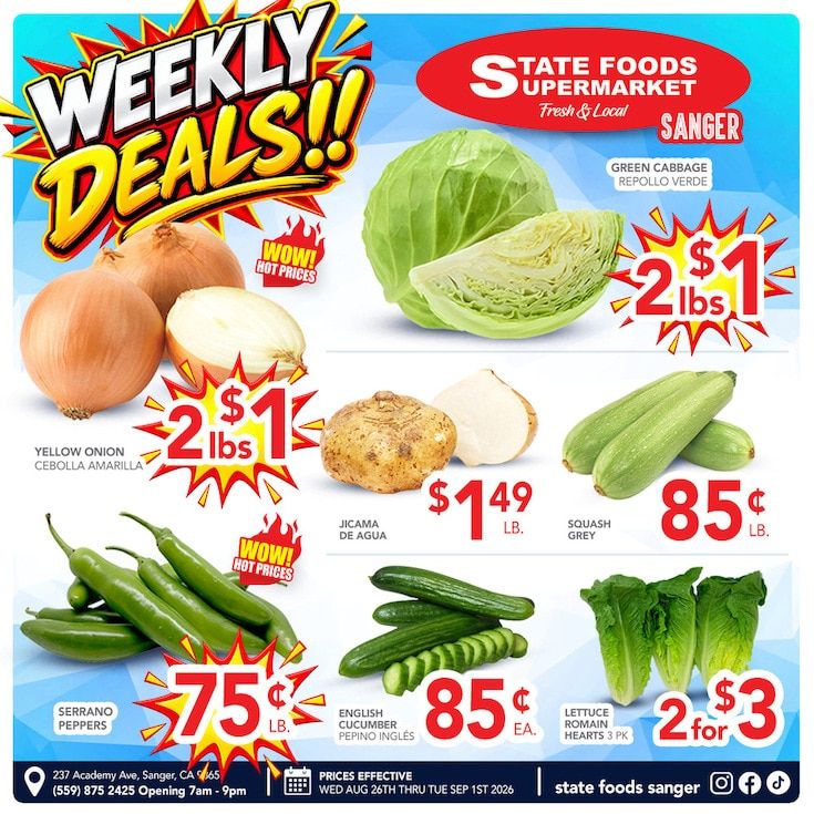 State Foods Supermarket (Sanger, CA) Weekly Ad August 26 - September 1, 2026