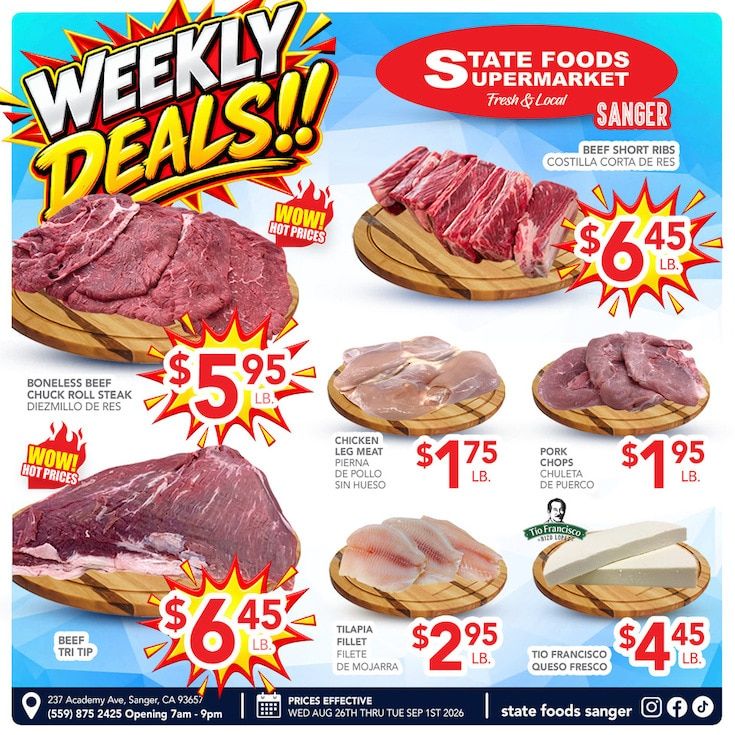 State Foods Supermarket (Sanger, CA) Weekly Ad August 26 - September 1, 2026