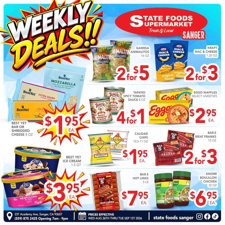 State Foods Supermarket (Sanger, CA) Weekly Ad August 26 - September 1, 2026