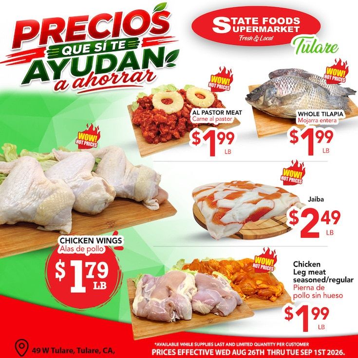 State Foods Supermarket (Tulare, CA) Weekly Ad August 26 - September 1, 2026