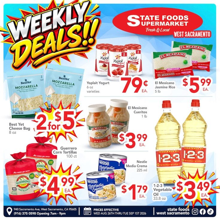 State Foods Supermarket (West Sacramento, CA) Weekly Ad August 26 - September 1, 2026