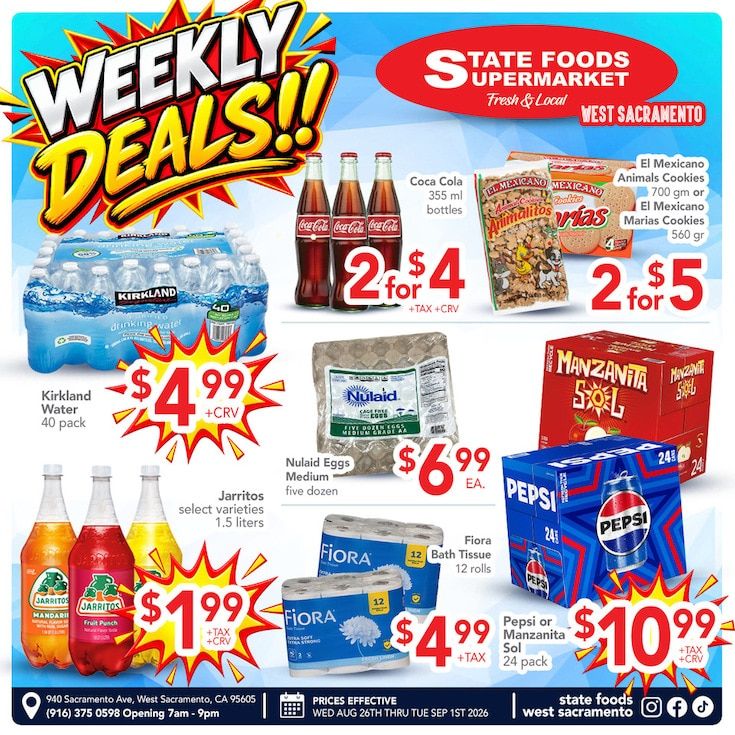 State Foods Supermarket (West Sacramento, CA) Weekly Ad August 26 - September 1, 2026