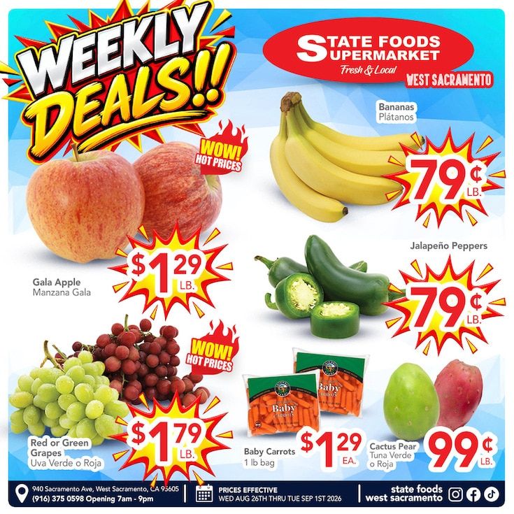State Foods Supermarket (West Sacramento, CA) Weekly Ad August 26 - September 1, 2026