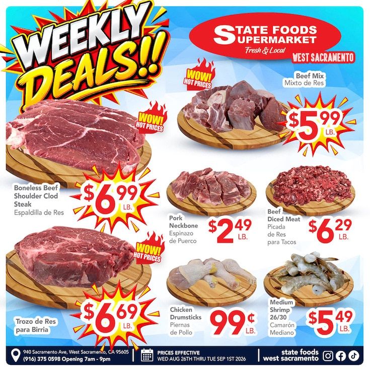 State Foods Supermarket (West Sacramento, CA) Weekly Ad August 26 - September 1, 2026