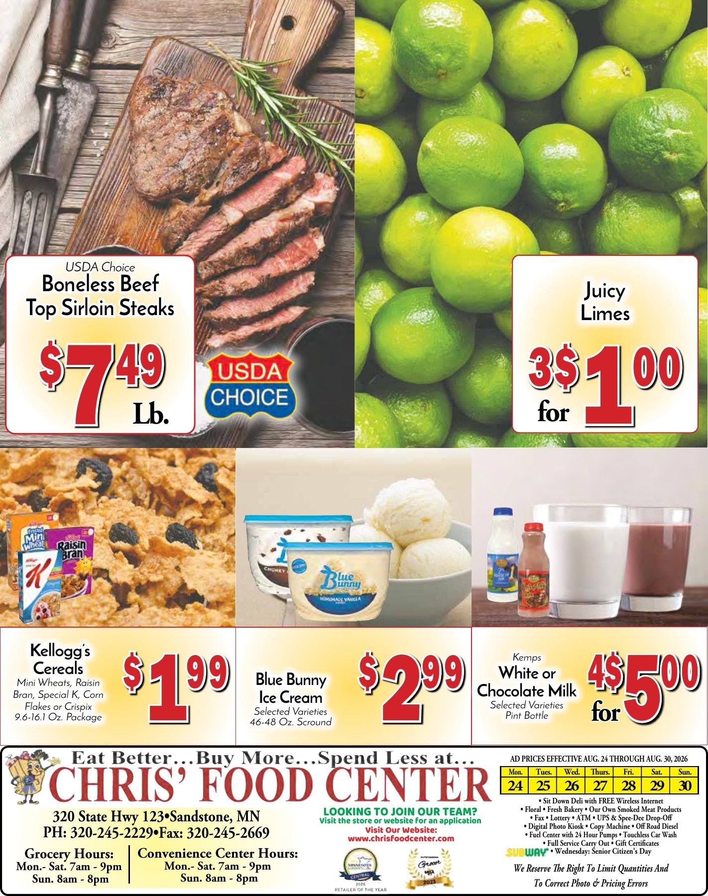 Chris' Food Center Weekly Ad August 24 - 30, 2026