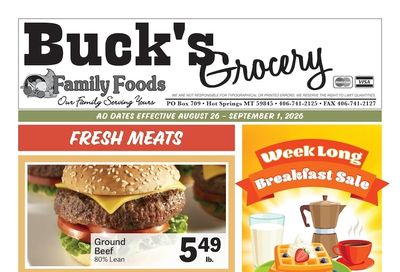 Buck's Grocery Weekly Ad August 26 - September 1, 2026