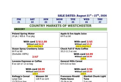 Country Markets of Westchester Weekly Ad August 21 - 27, 2026