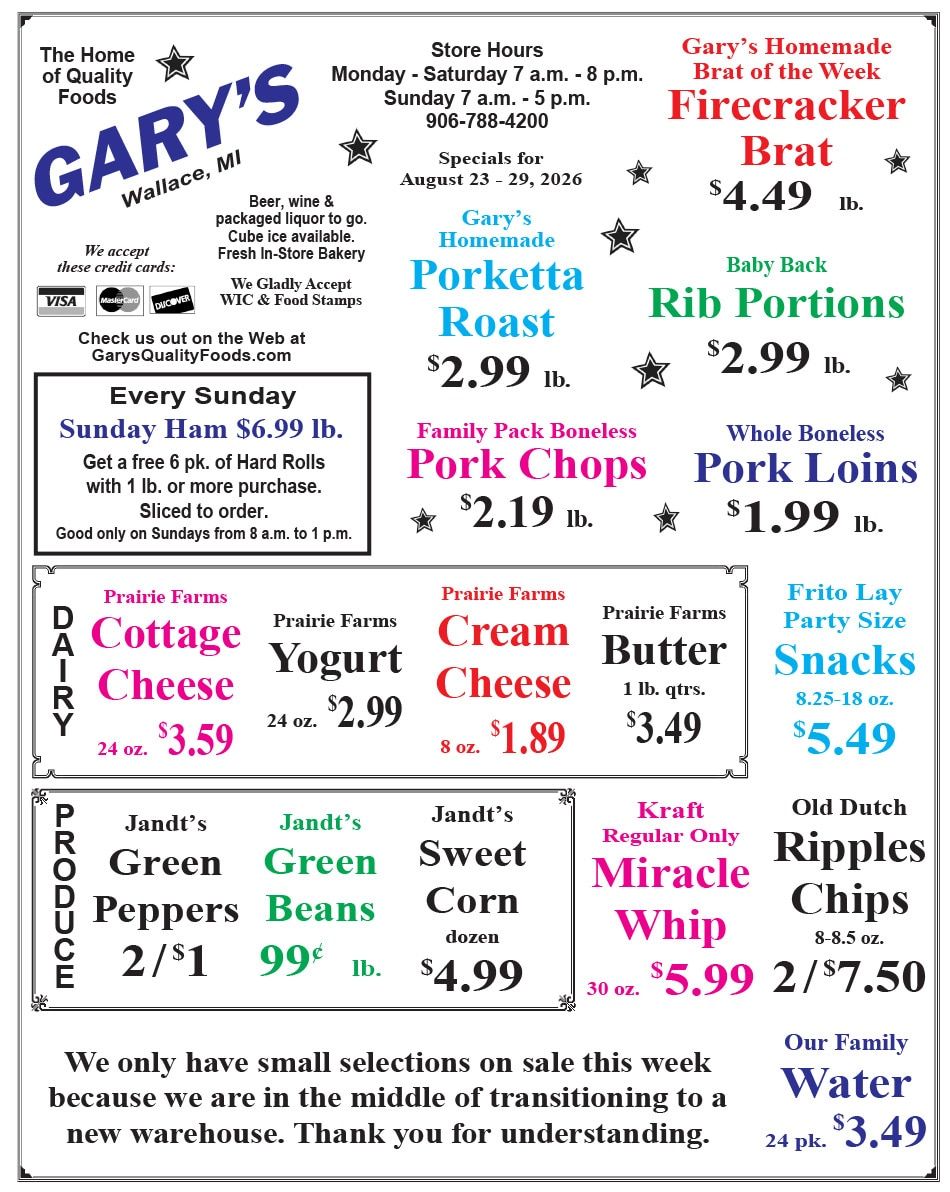 Gary's Quality Foods Weekly Ad August 23 - 29, 2026