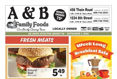 A&B Family Foods Weekly Ad August 26 - September 1, 2026