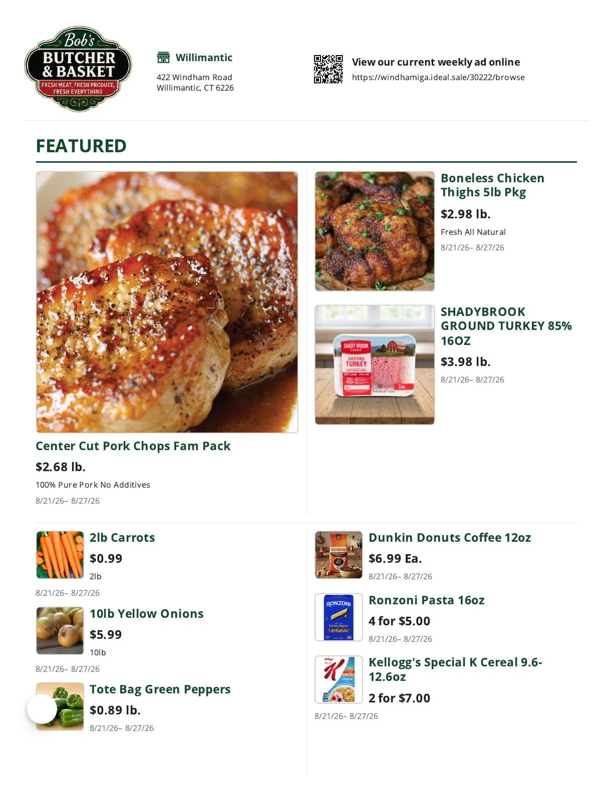 Bob's Butcher & Basket Weekly Ad August 21 - 27, 2026