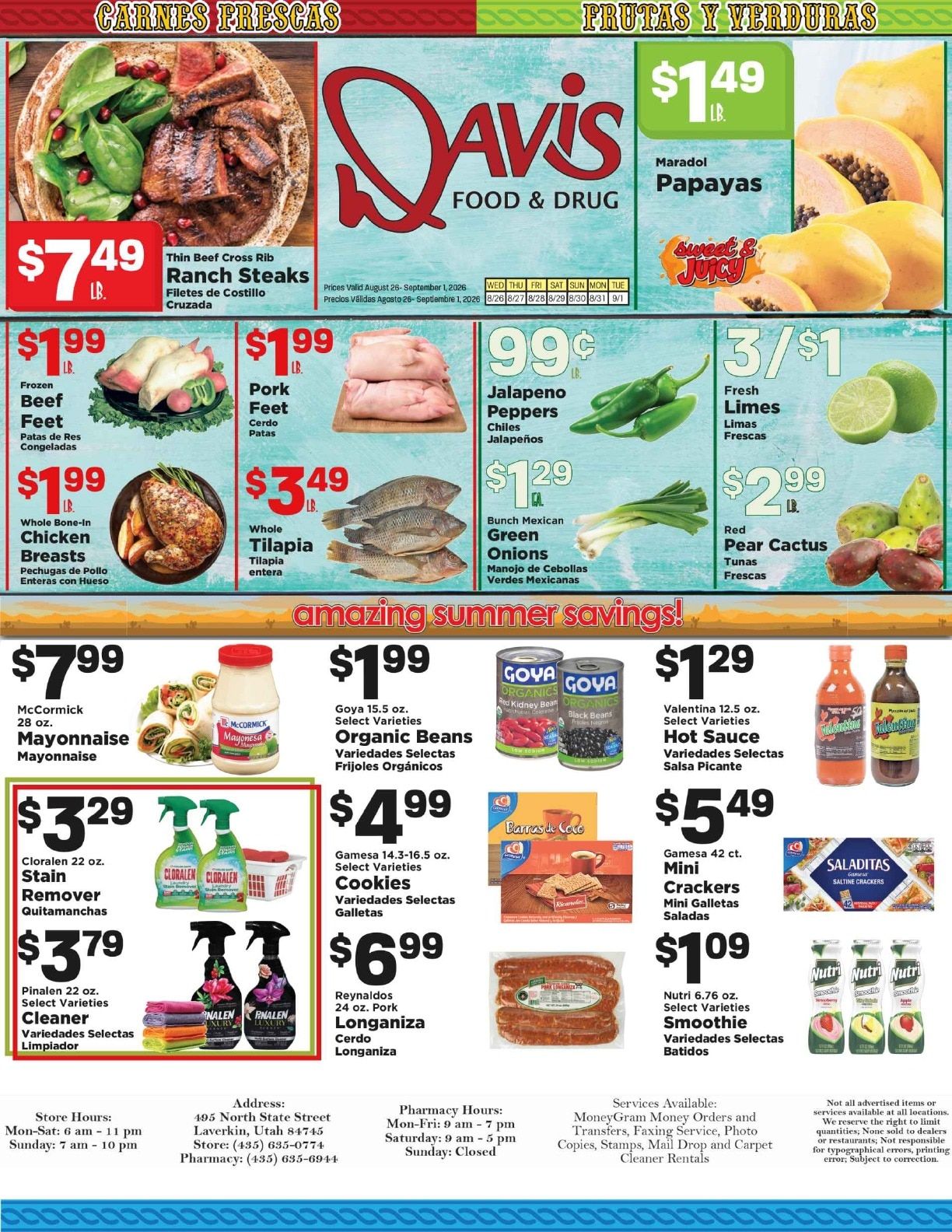 Davis Food & Drug Hispanic Weekly Ad August 26 - September 1, 2026