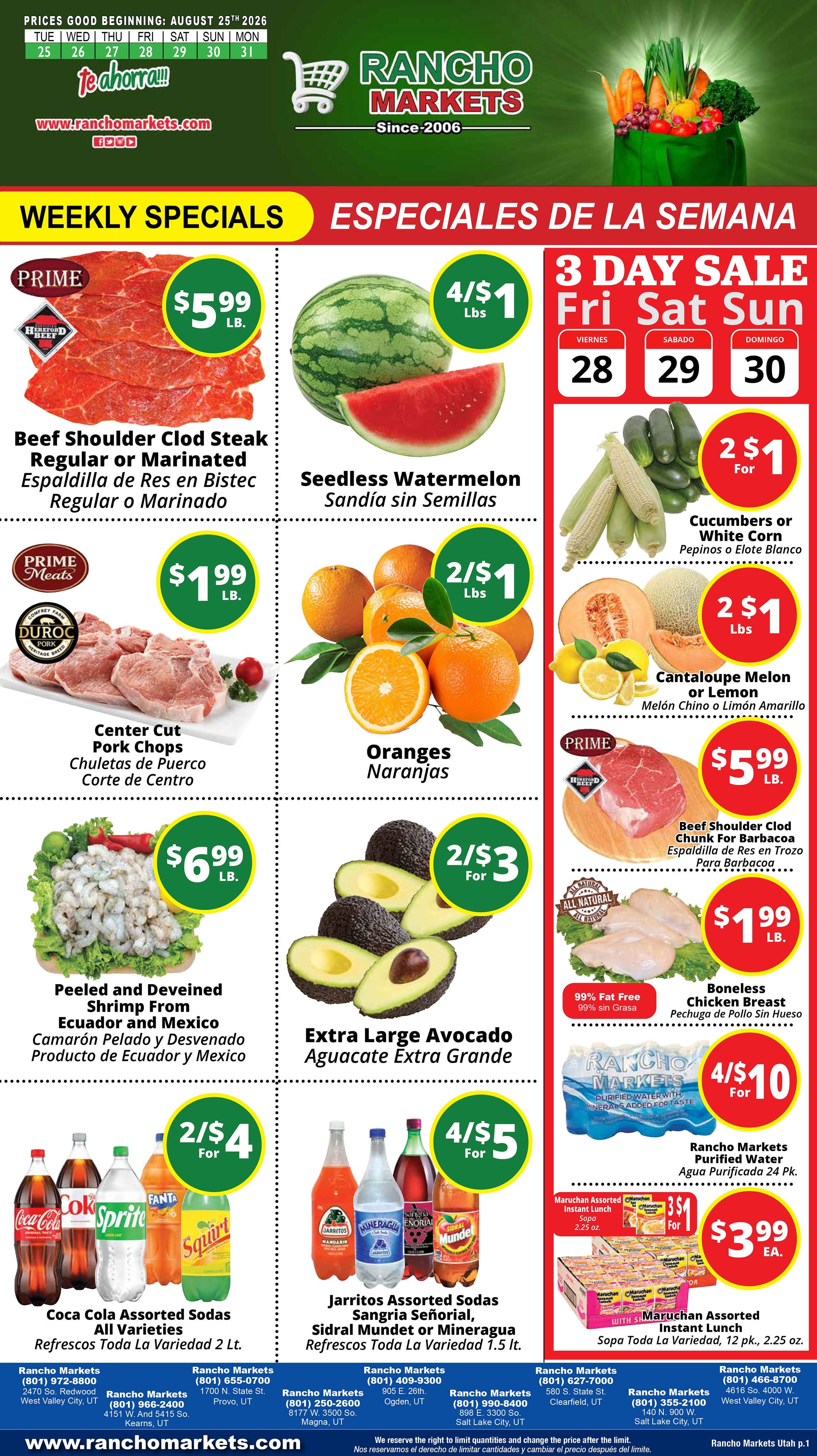 Rancho Markets Weekly Ad August 25 - 31, 2026