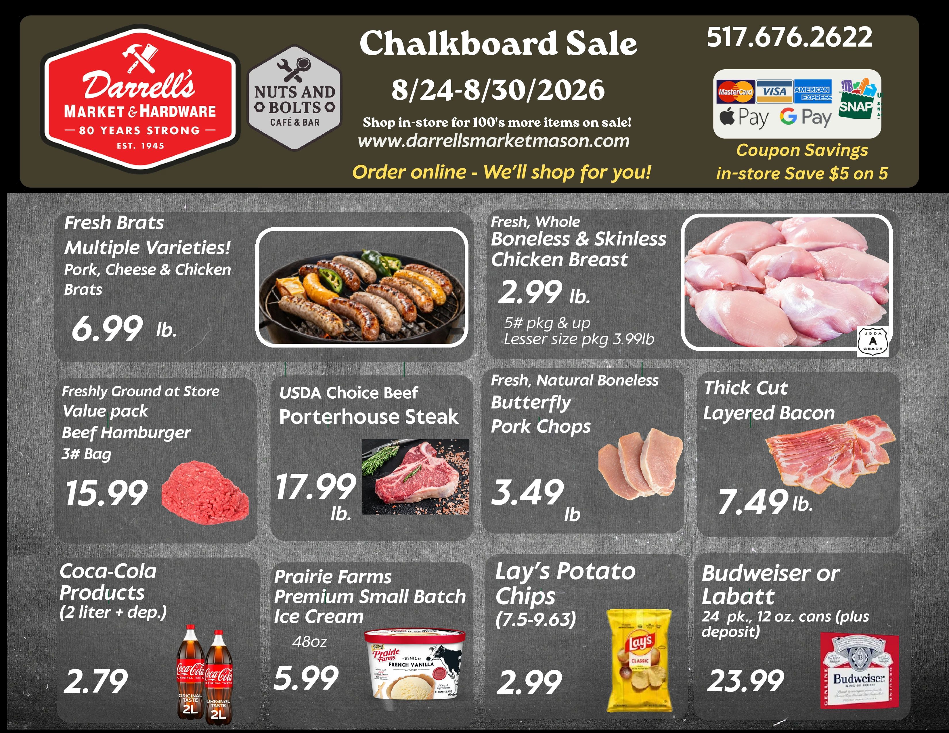 Darrell's Market and Hardware (4520 W Columbia Rd, Mason, MI) Weekly Ad August 24 - 30, 2026