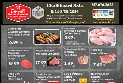 Darrell's Market and Hardware (4520 W Columbia Rd, Mason, MI) Weekly Ad August 24 - 30, 2026