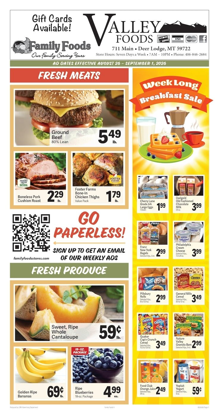 Deer Lodge Valley Foods Weekly Ad August 26 - September 1, 2026