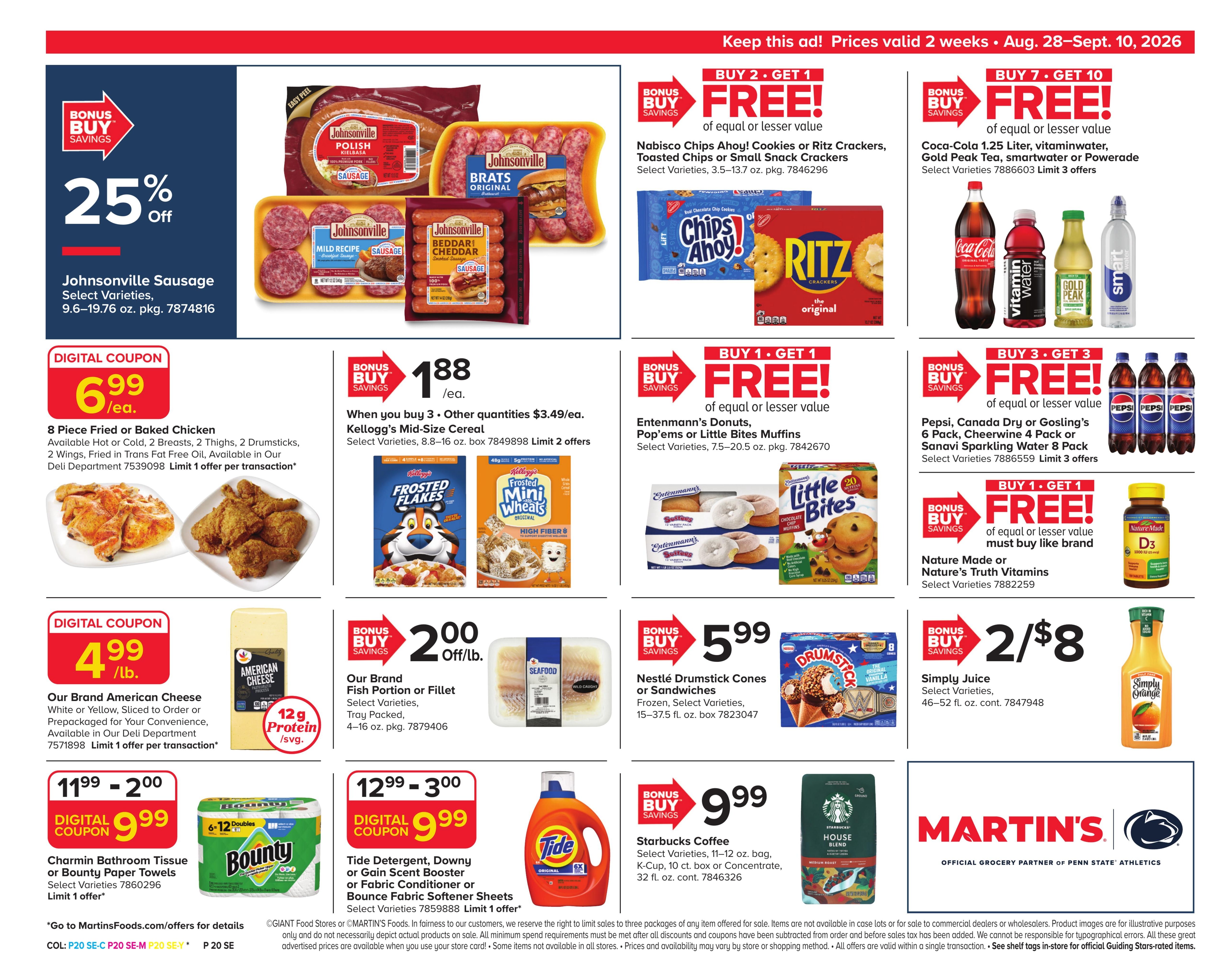 Martin's Food Market (Coalport-Orbisonia Area, PA) Weekly Ad August 28 - September 10, 2026