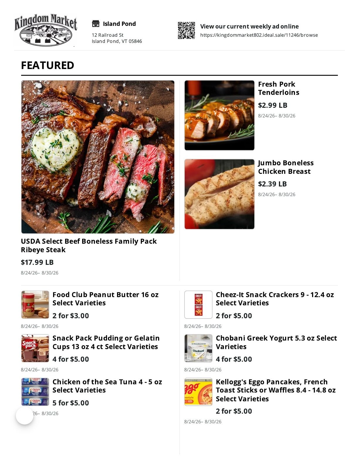 Kingdom Market Weekly Ad August 24 - 30, 2026