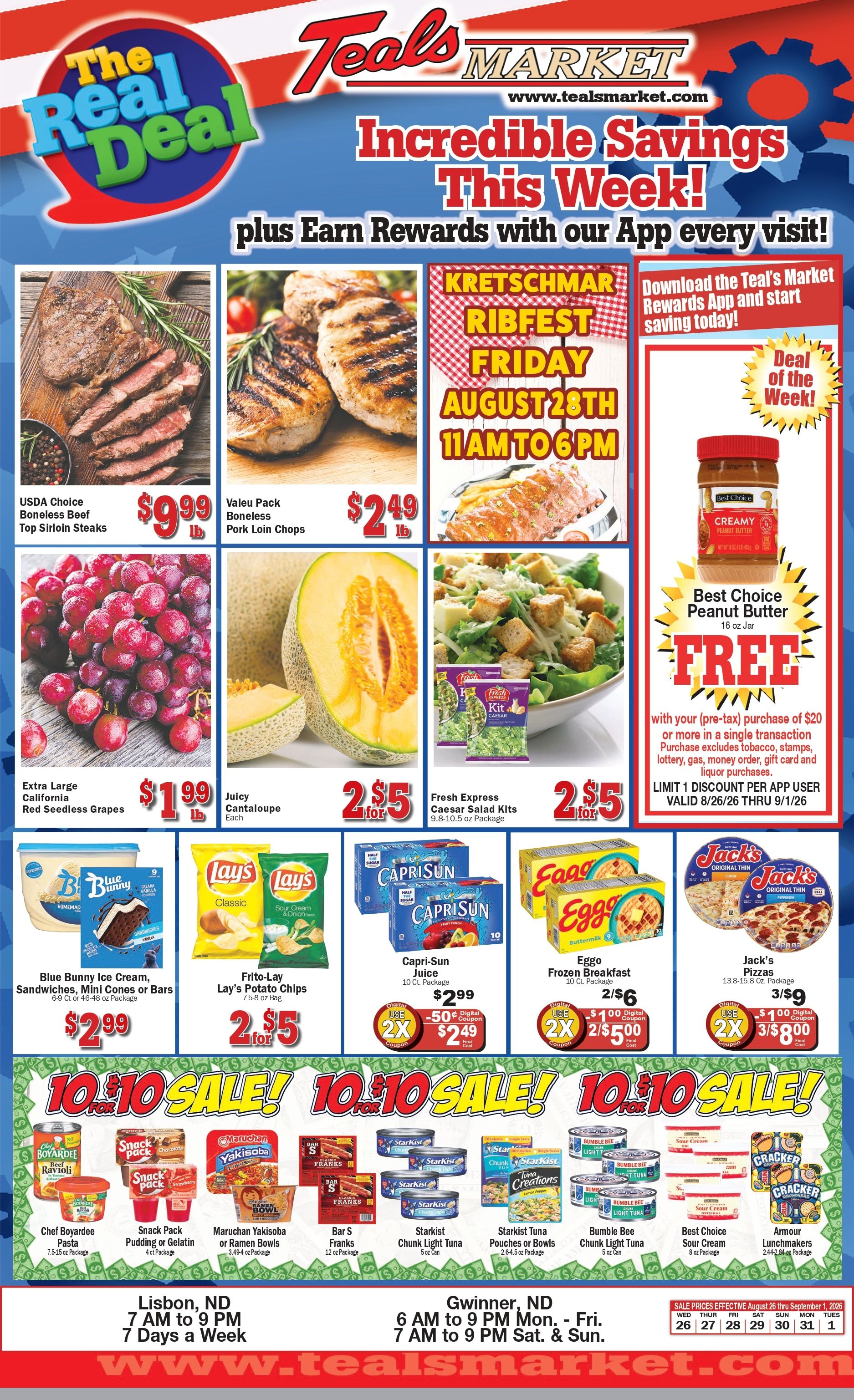 Teal's Market (North Dakota) Weekly Ad August 26 - September 1, 2026
