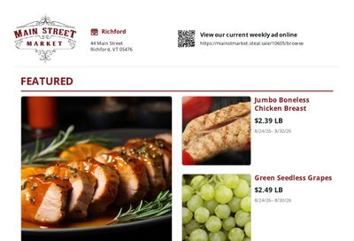Main Street Market Weekly Ad August 24 - 30, 2026