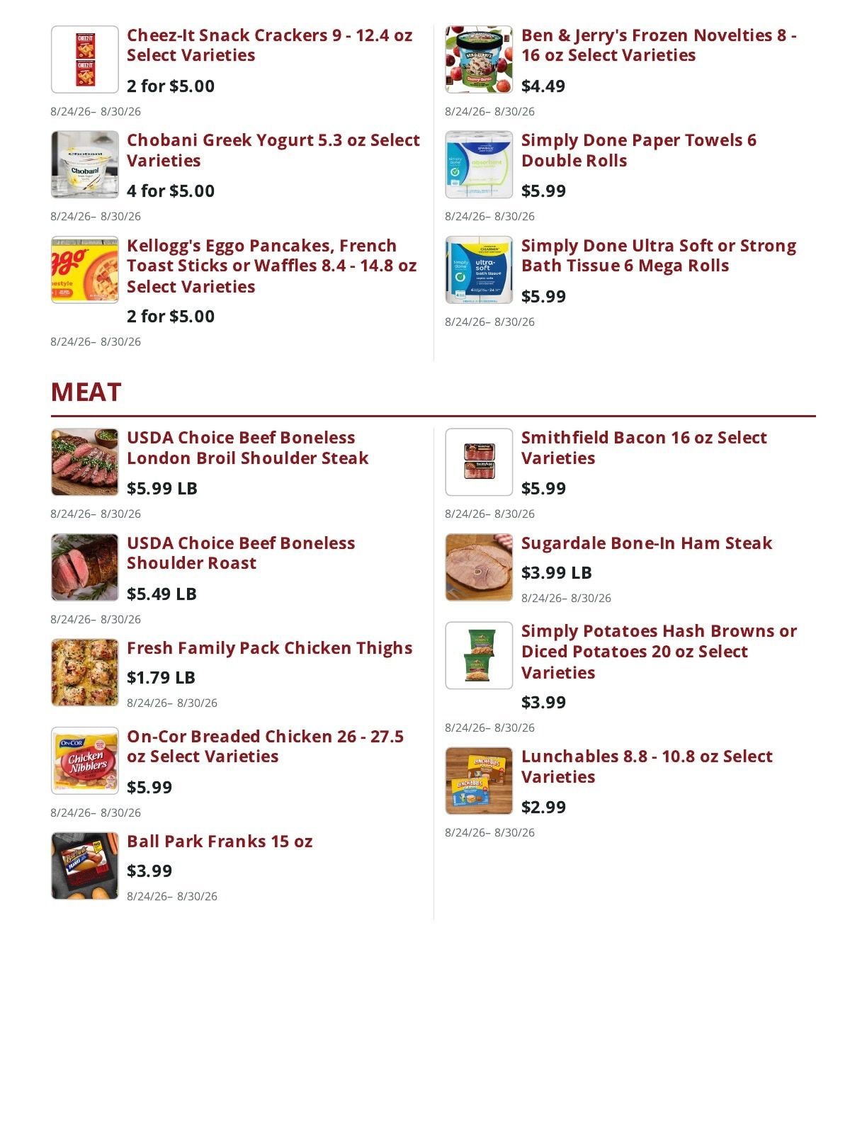 Main Street Market Weekly Ad August 24 - 30, 2026