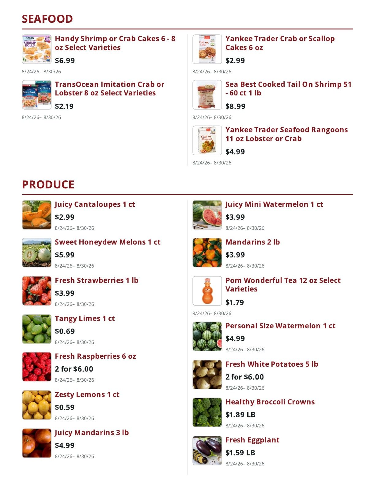 Main Street Market Weekly Ad August 24 - 30, 2026