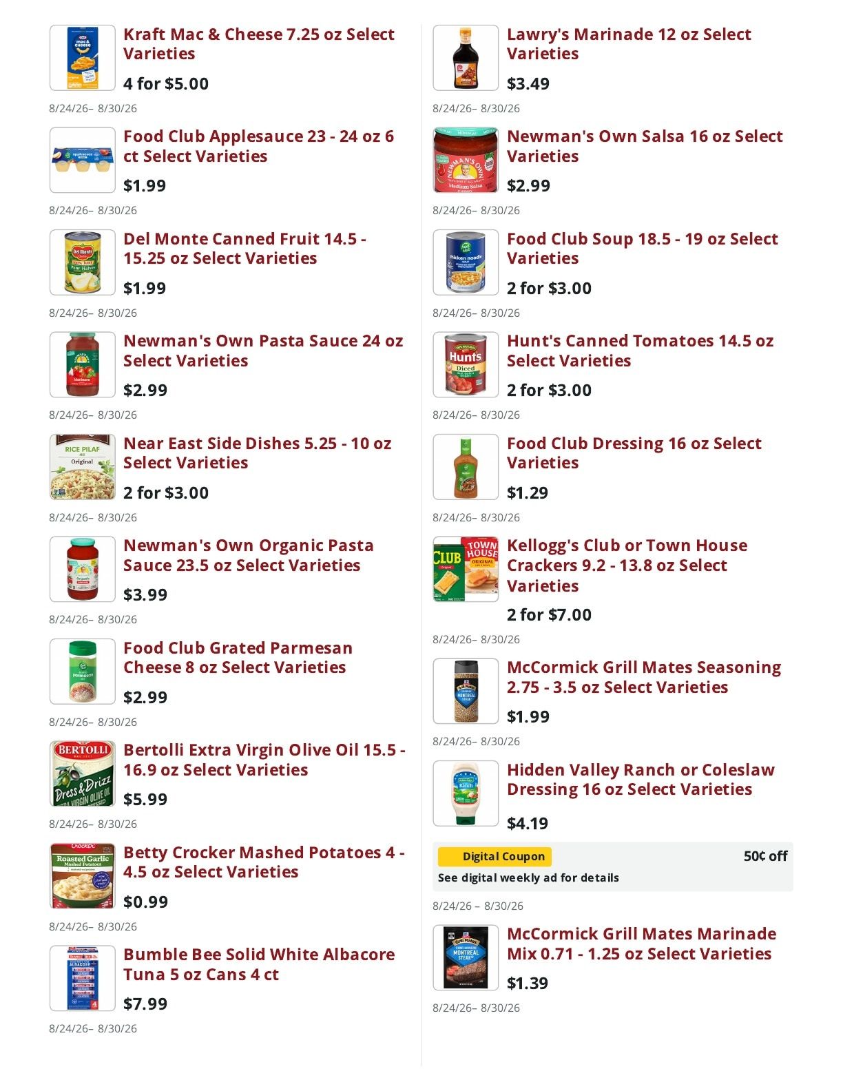 Main Street Market Weekly Ad August 24 - 30, 2026