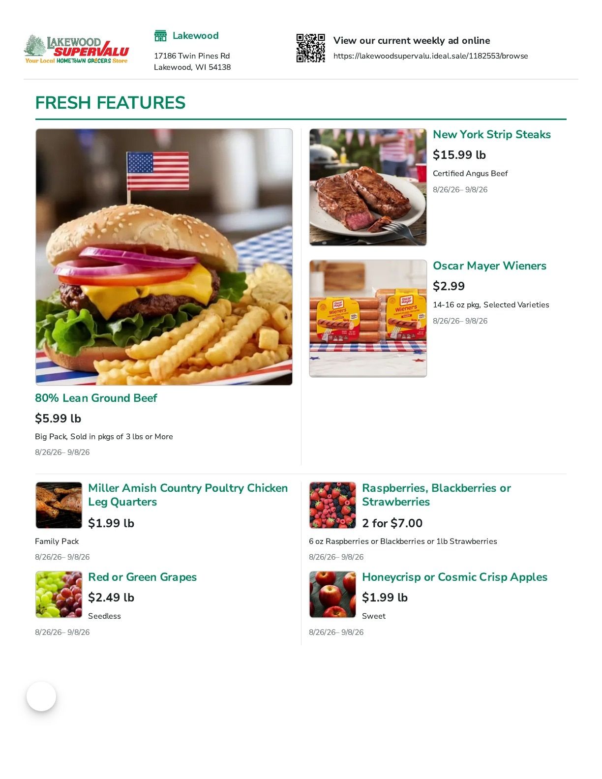 Lakewood SuperValu Weekly Ad August 26 - September 8, 2026
