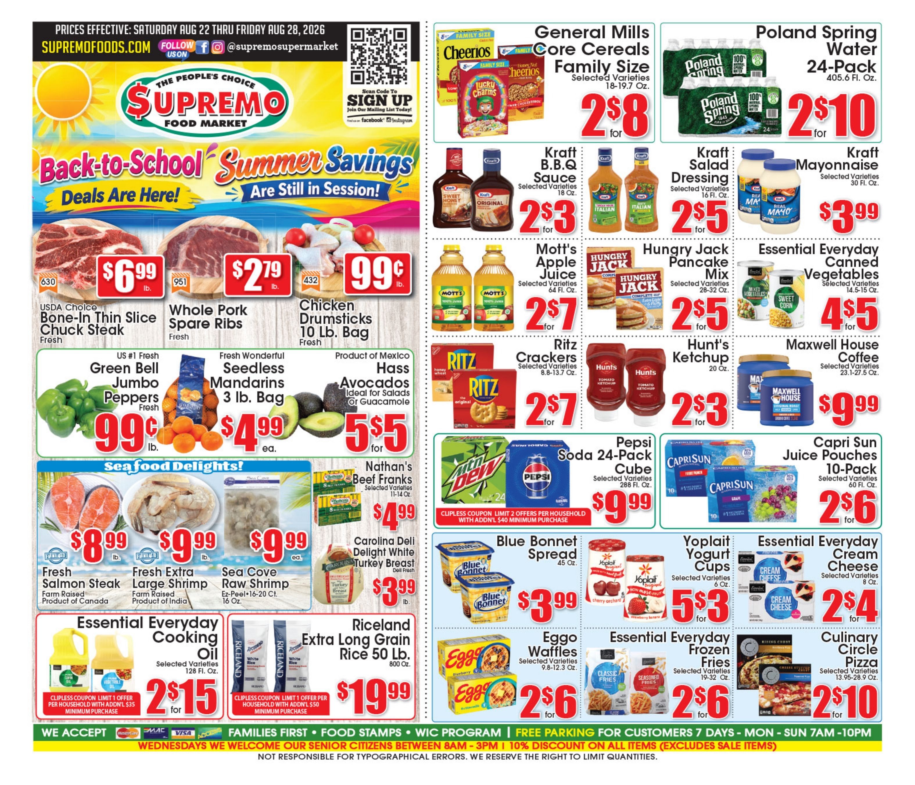 Supremo Food Markets Weekly Ad August 22 - 28, 2026